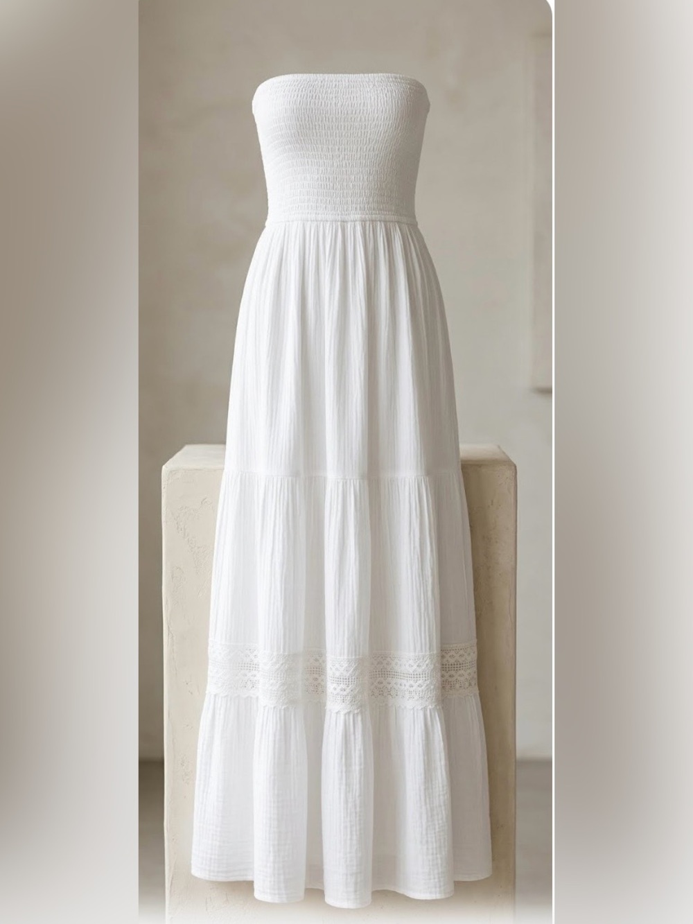 Seaspice White Smock Top Cotton Maxi Dress